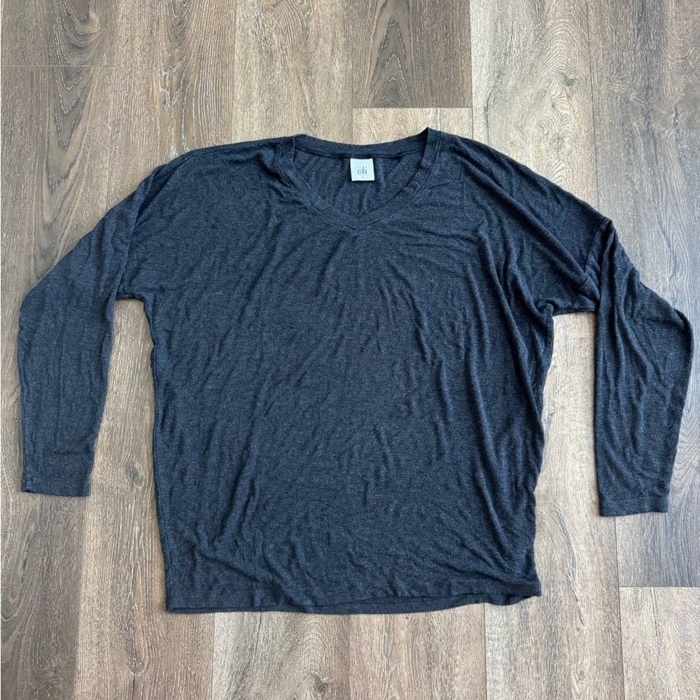 Cabi long sleeve shirt.  Dark grey in color, v neck. Women’s size large.